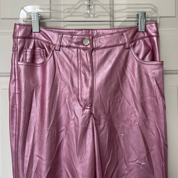 NWOT Rachel Zoe Metallic Faux Leather Pants 4 Pink - Picture 5 of 13
